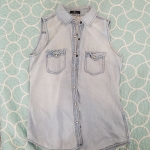 Button up denim tank